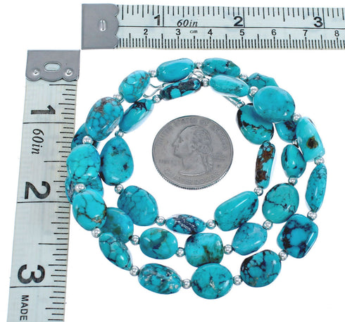 Sterling Silver Turquoise Freeform Bead Necklace KX121330